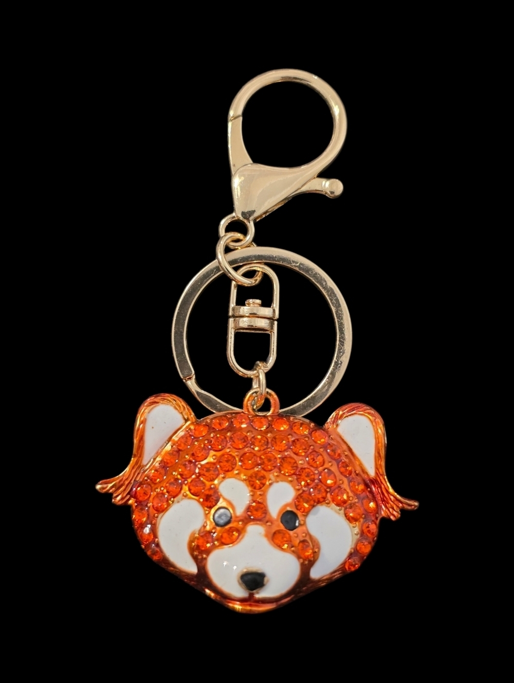 Orange Crystal Red Panda Bag Charm Keychain